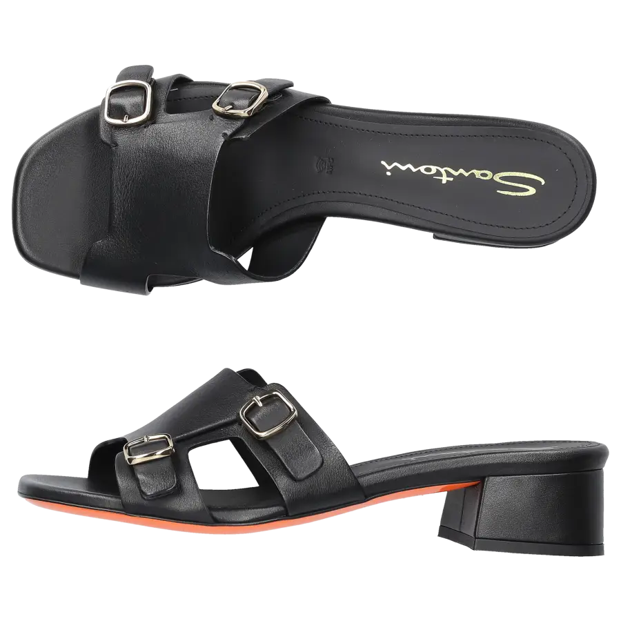 Santoni - Pantoletten 70987 Kalbsleder - schwarz