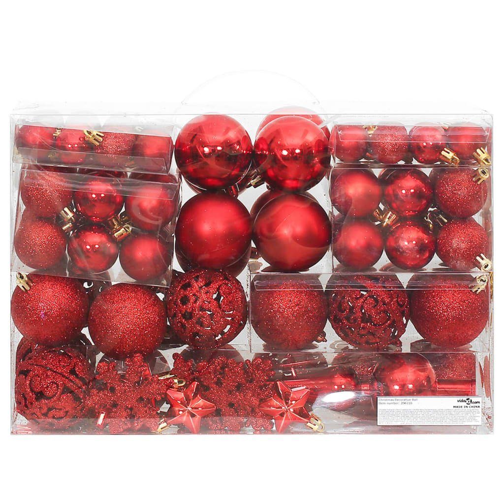 vidaXL Christbaumschmuck 111-tlg. Weihnachtskugel-Set Rot Polystyrol (111-tlg)