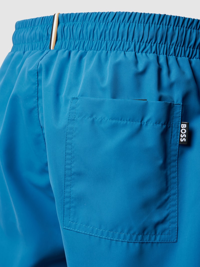 Badehose mit Label-Print Modell 'Dolphin' in jeans
