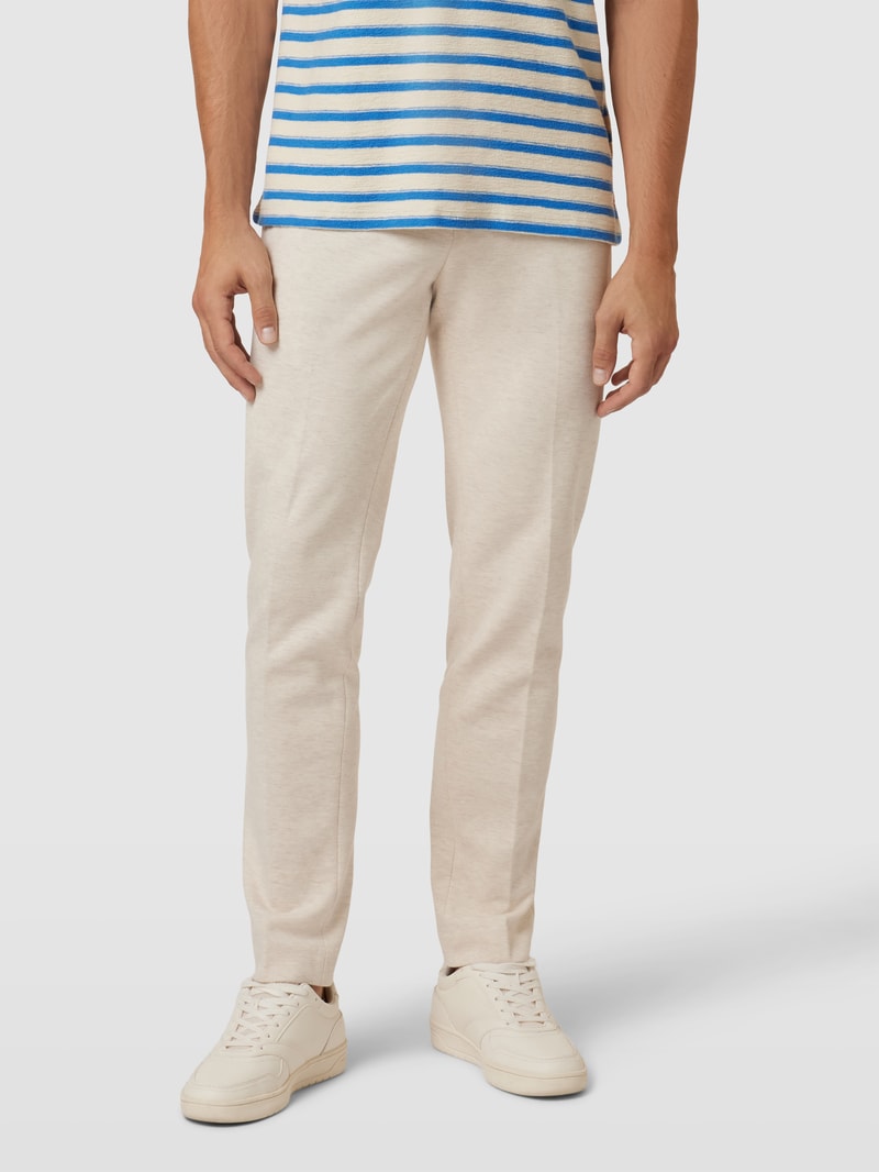 Slim Fit Hose mit Strukturmuster in stein meliert
