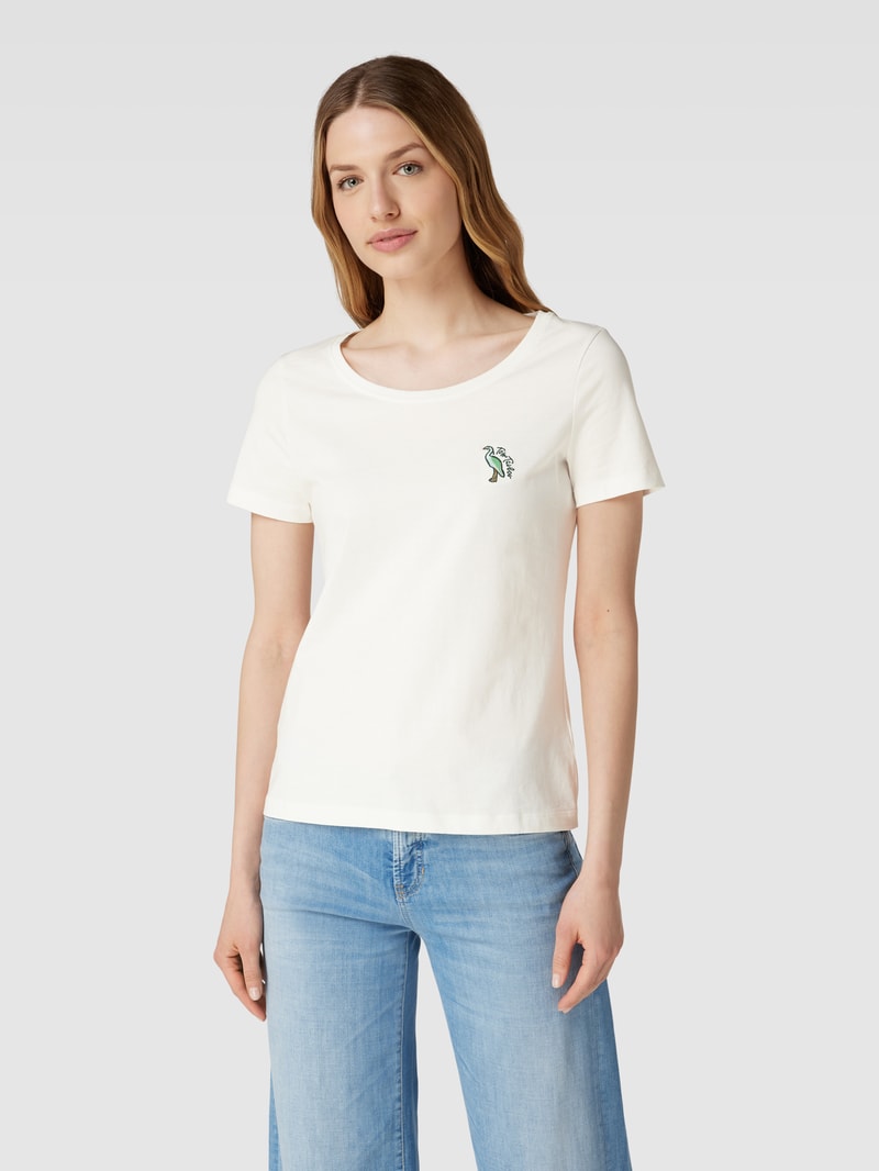 T-Shirt mit Label-Detail in offwhite