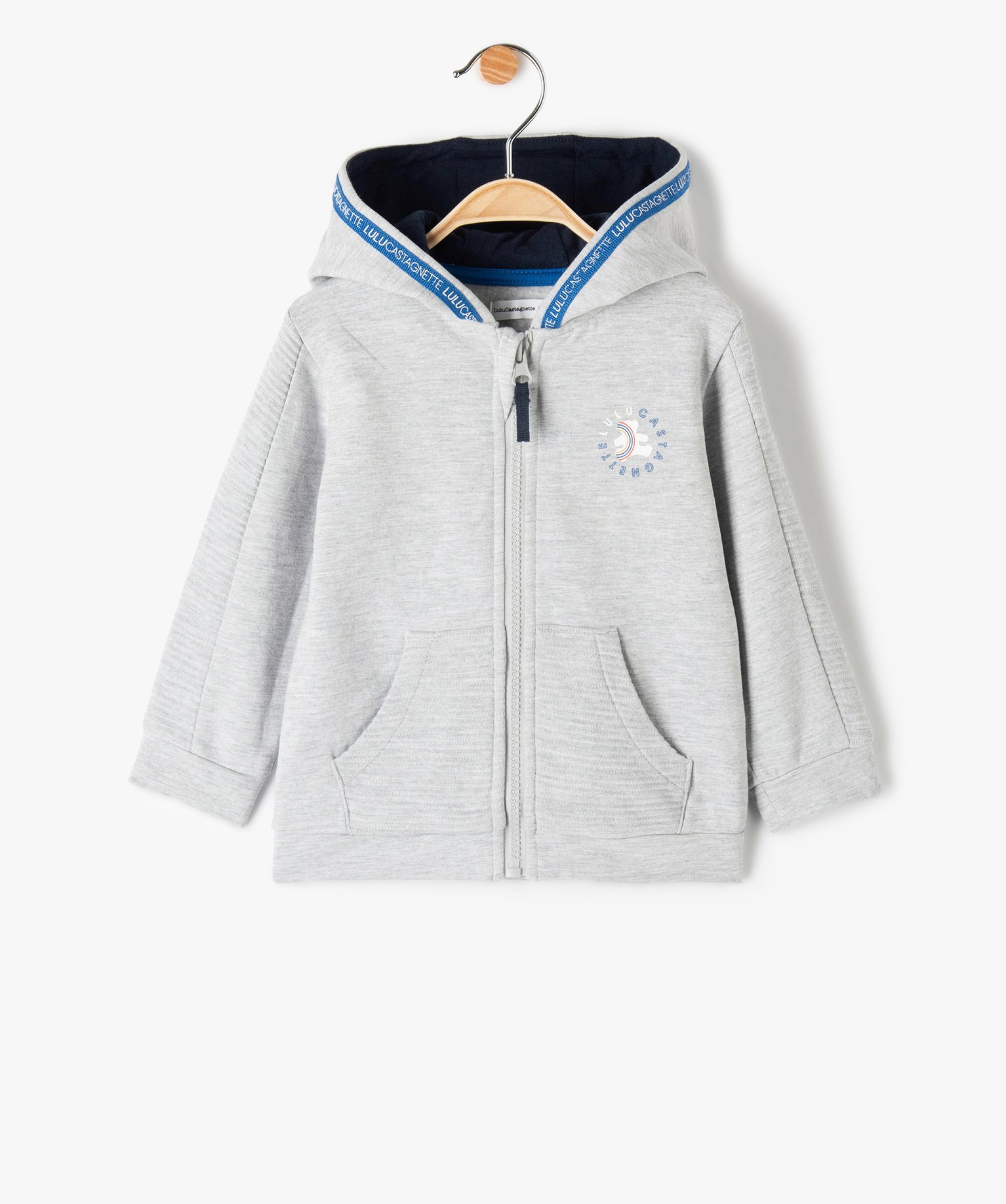 Sweat bébé Garçon zippé à capuche – LuluCastagnette gris clair | GEMO