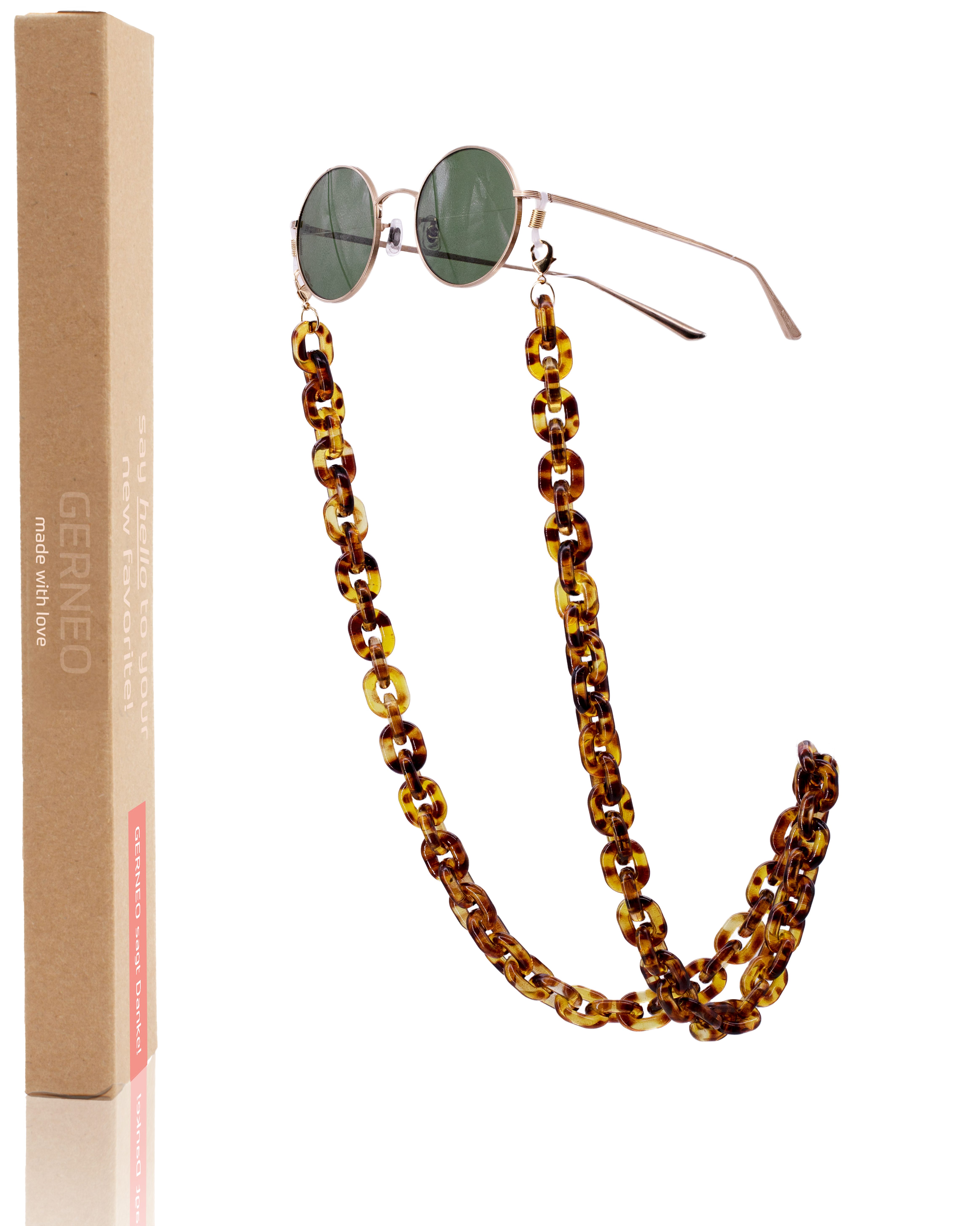 GERNEO Brillenkette ERNEO® - Puglia – Maskenhalter & Brillenkette Gold aus Acryl, korrosionsbeständig einzigartig hochwertige Brillen Kette Brillenband
