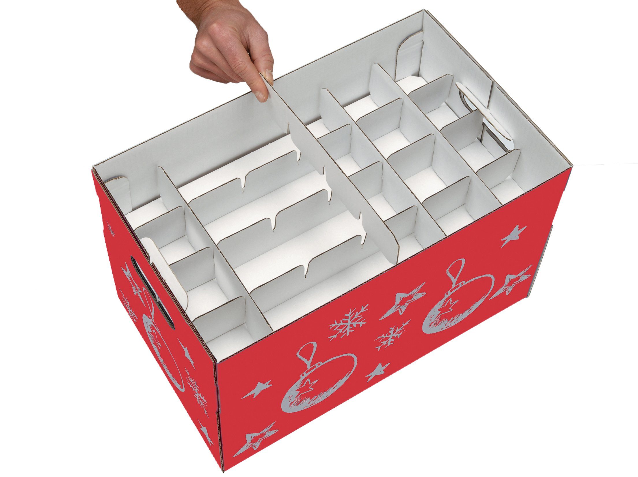 NIPS Aufbewahrungsbox CHRISTMAS mit variabler Innenaufteilung auf 3 Ebenen (1 St), für Christbaumkugeln, Weihnachtsschmuck, Weihnachtsdeko, Wellkarton