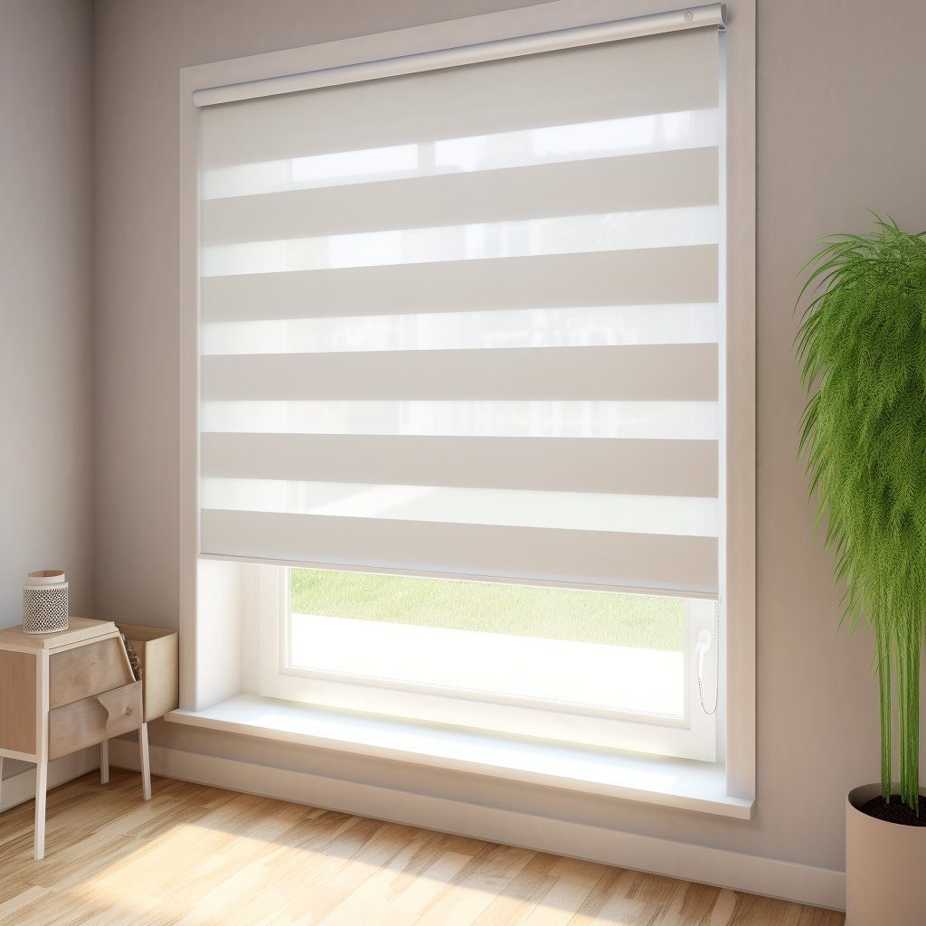 Doppelrollo Zebra-Jalousien Doppelrollo Klemmfix ohne Bohren Fenster Rollo Weiß, Gotagee, Klemmfix