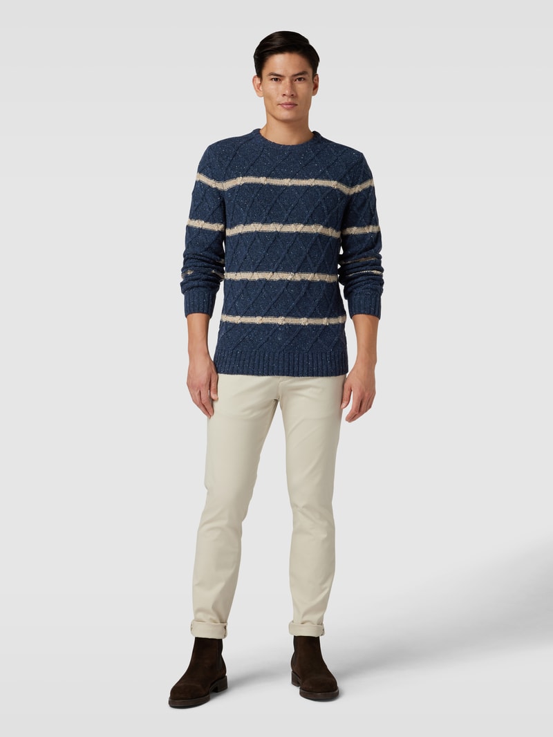 Strickpullover mit Streifenmuster in marineblau