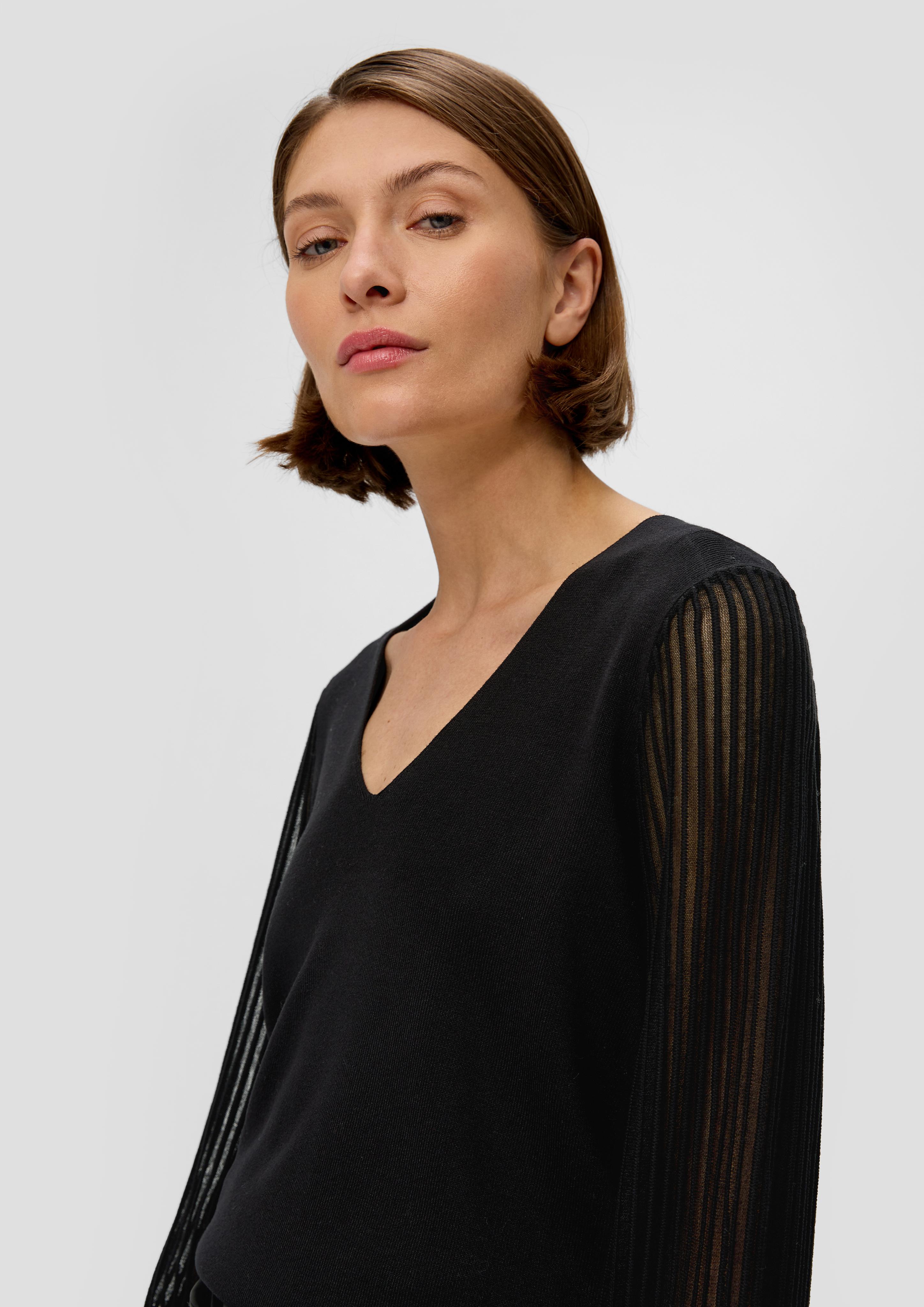 Strickpullover mit semitransparenten Ärmeln  2137680-9999
