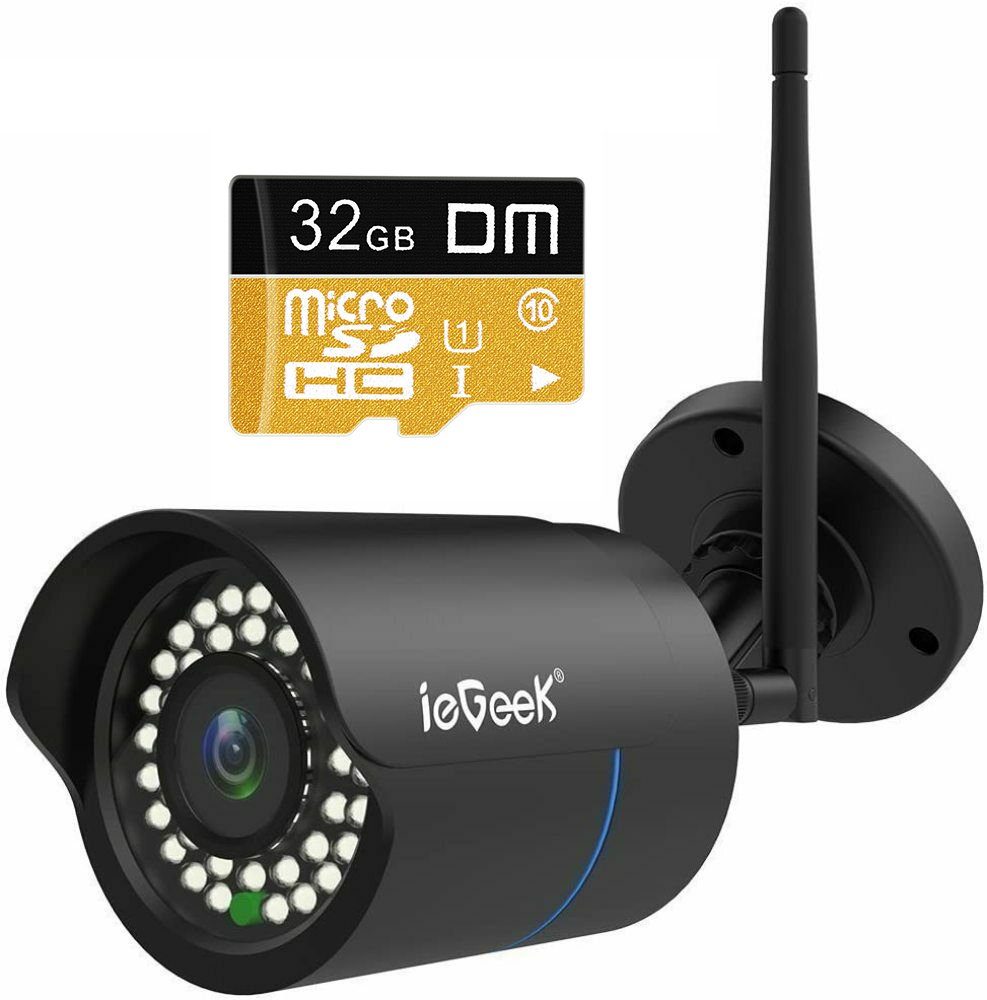 ieGeek 1080P FHD Überwachungskamera Aussen WLAN IP Kamera 25M Nachtsicht IP66 Überwachungskamera (AuBenbereich, Outdoor, 2,4 GHz Wifi,SD Storage, 7/24 Schleifenaufzeichnung,Wired CCTV, Bewegungserkennung, Plug & Play, Support PC/App, Sirene und APP-A
