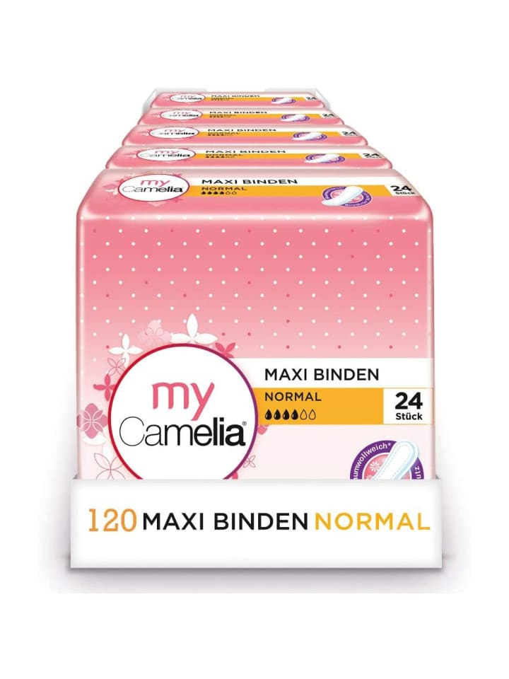 Camelia Maxi Damenbinden Damenhygiene Damen Binden Normal 5 x 24 Stück günstig kaufen onesize