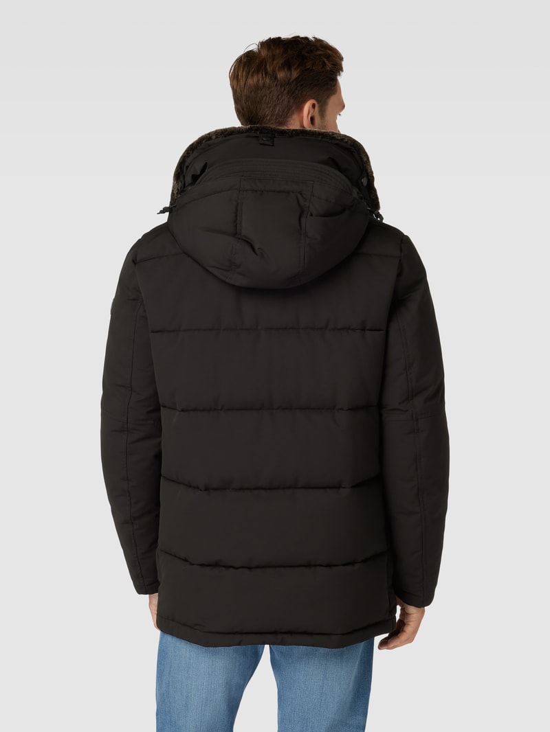 Parka mit Knopf- und Reißverschluss in schwarz