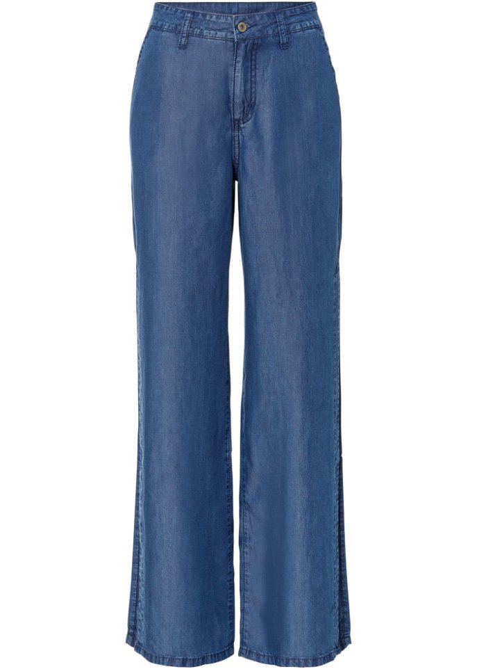 Weite Jeans mit Schlitz aus nachhaltigem Lyocell