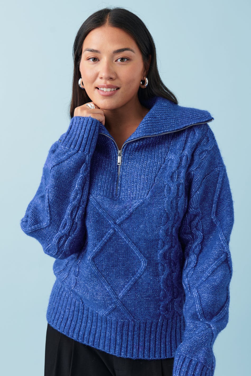Knitted zip sweater