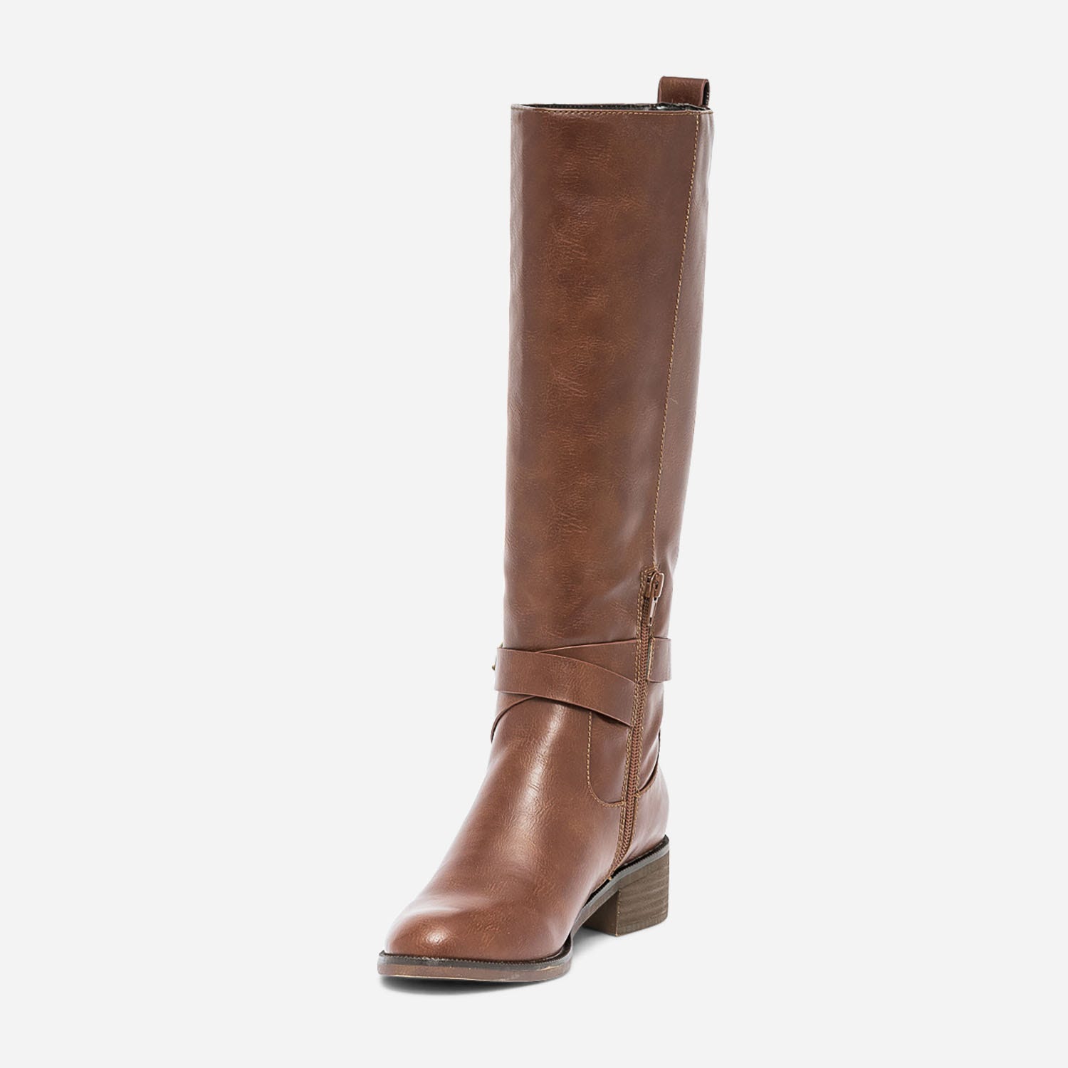 Botte cognac à brides croisées