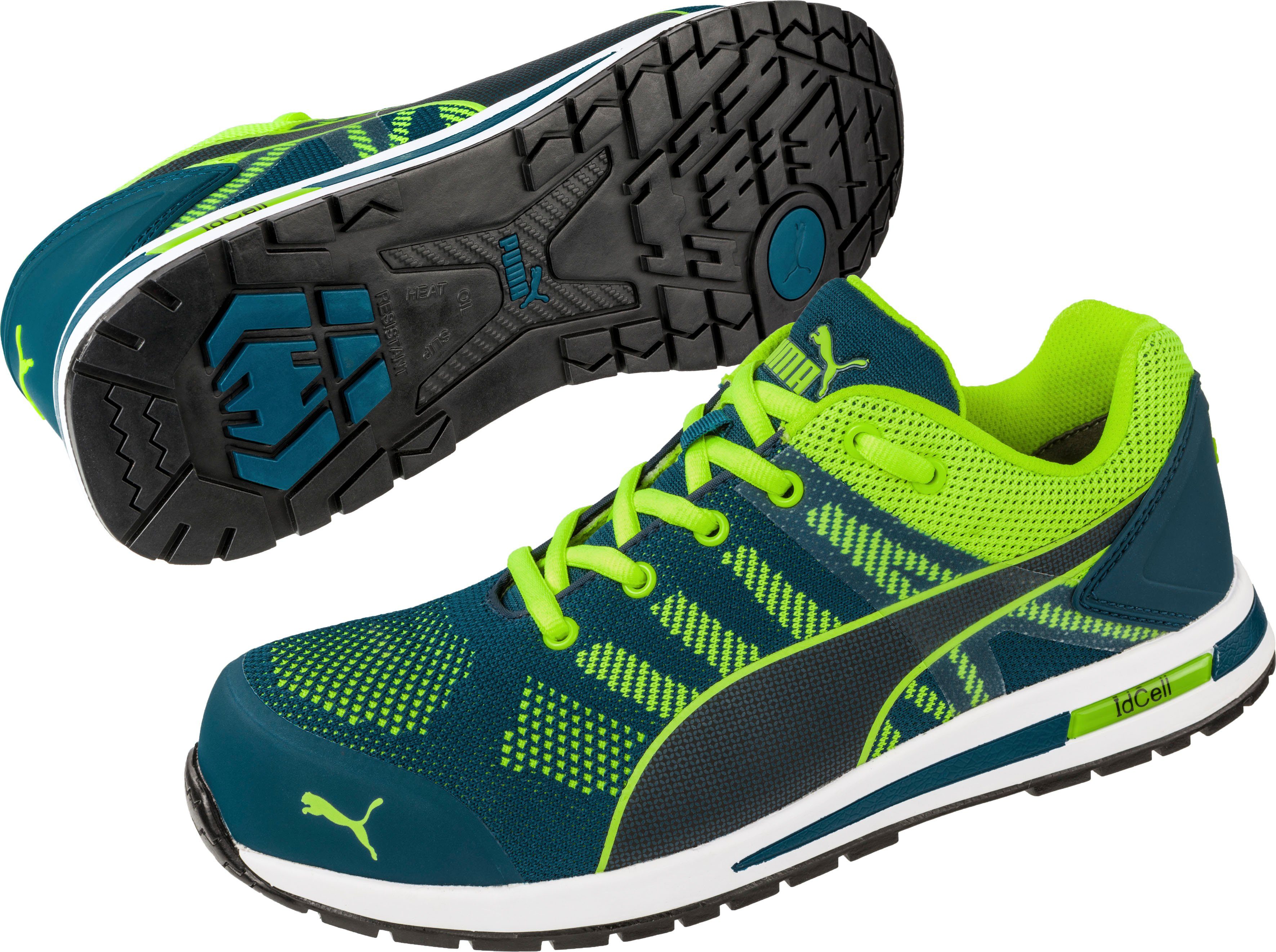 PUMA Safety ELEVATE KNIT GREEN LOW S1P ESD HRO SRC Sicherheitsschuh blau/grün, in Größe 39 - 47 erhältlich