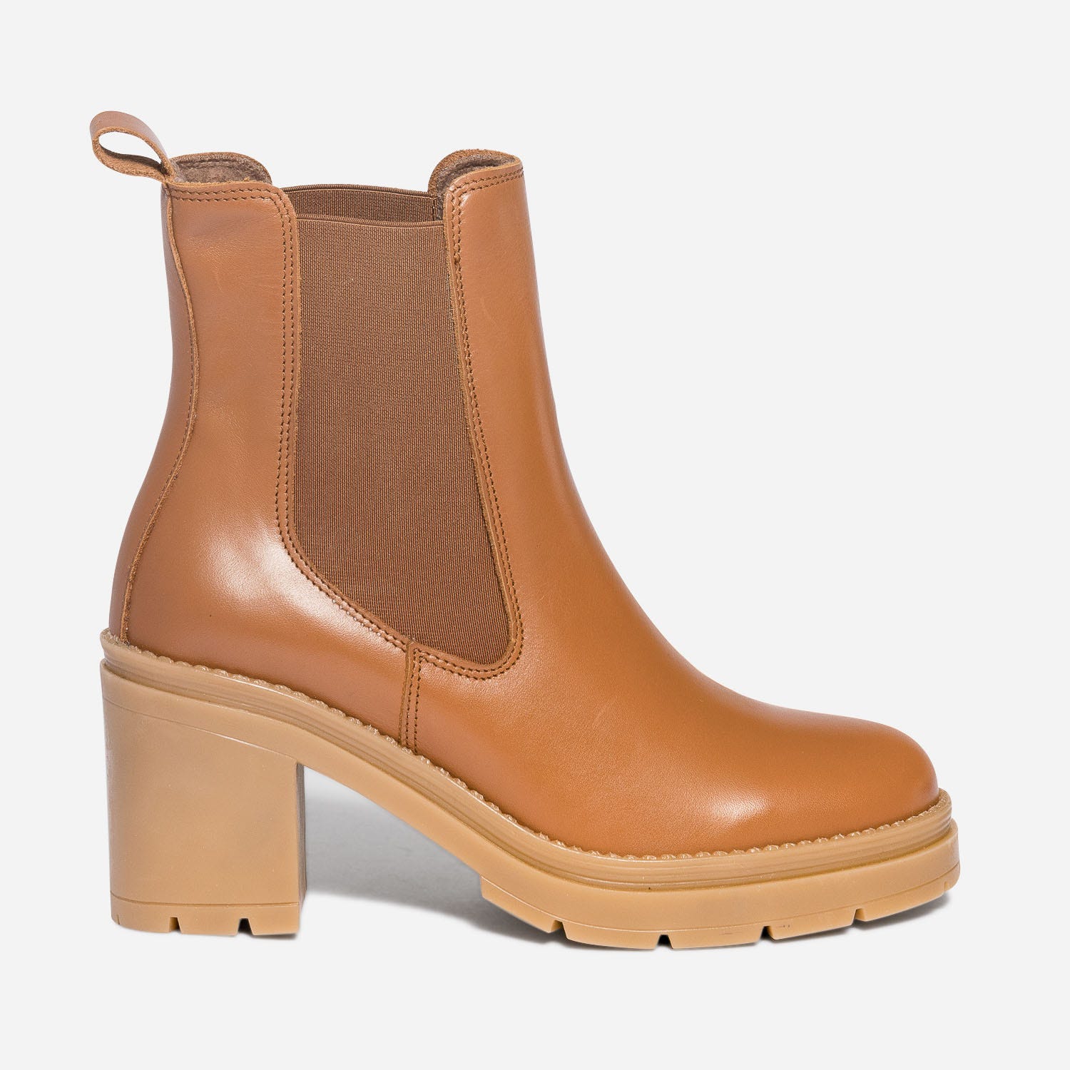 Chelsea boots TEXTO cognac éco-conçu en cuir