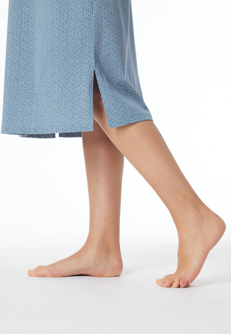Nachthemd langarm blaugrau gemustert - Comfort Essentials