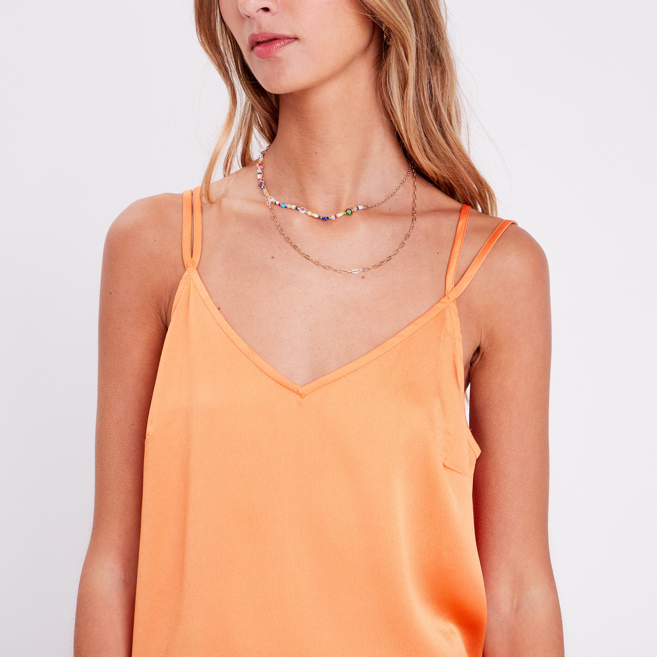 Caraco bretelles fines orange clair femme | Cache Cache