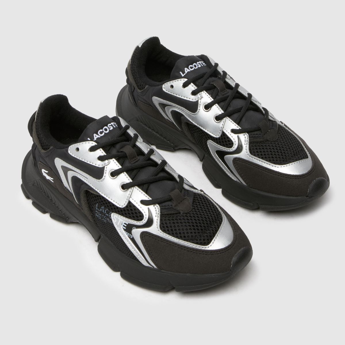 Lacoste svarta & silverfärgade l003 neo ungdomsskor