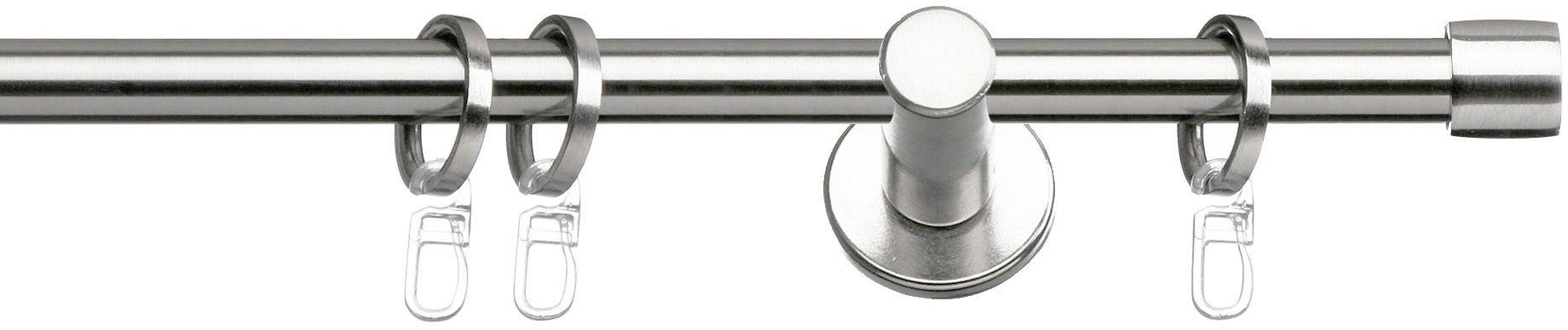 Gardinenstange Consul 20, indeko, Ø 20 mm, 1-läufig, Wunschmaßlänge, mit Bohren, verschraubt, Metall, Stahl, Komplett-Set inkl. Ringen und Montagematerial