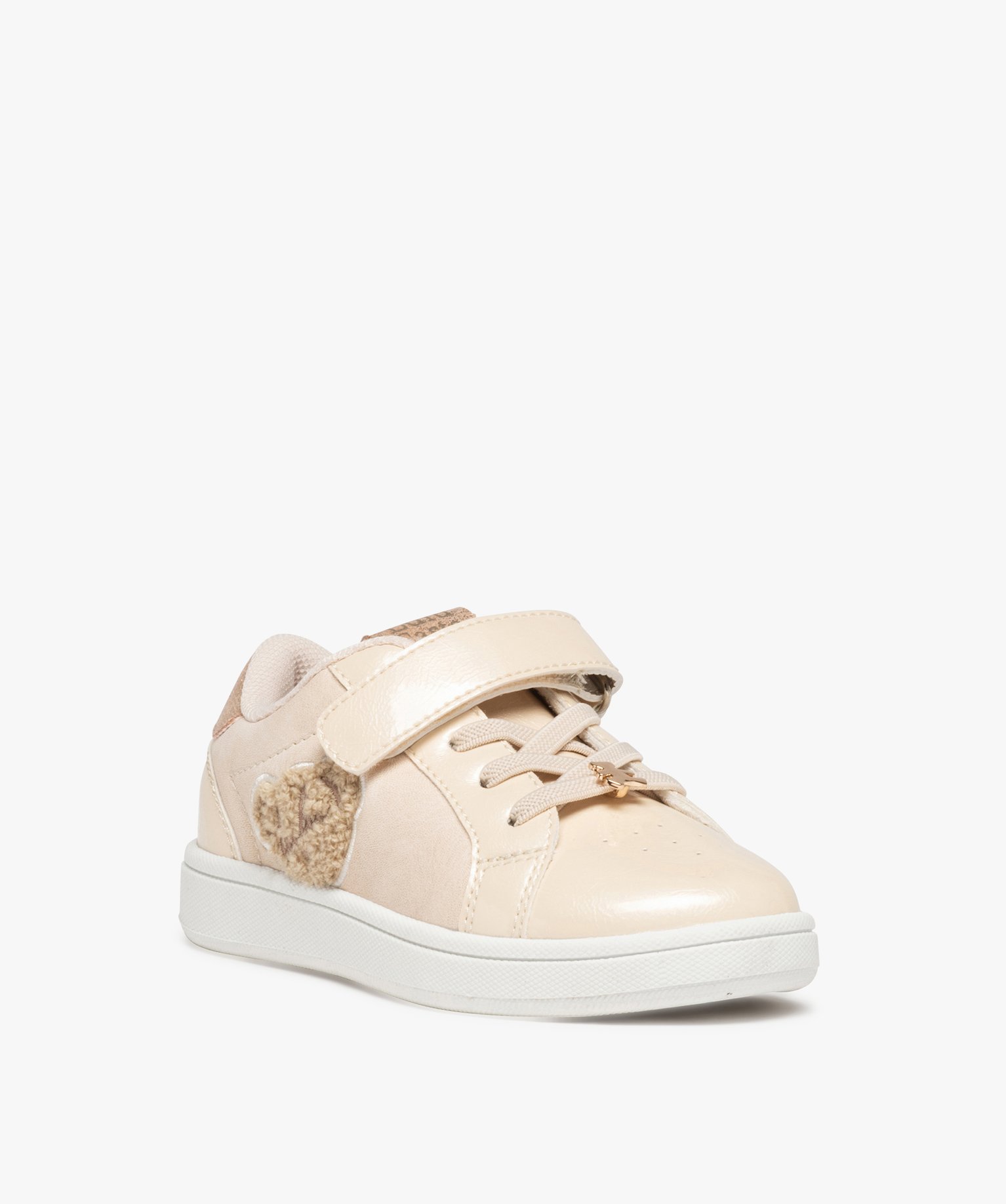 Baskets fille à détails brillants et vernis – LuluCastag... beige | GEMO
