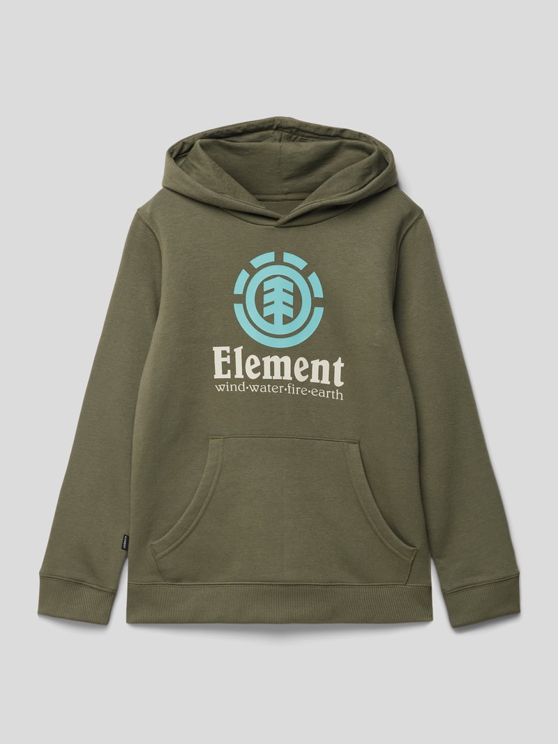 Hoodie mit Label-Print Modell 'VERTICAL' in olivgrün