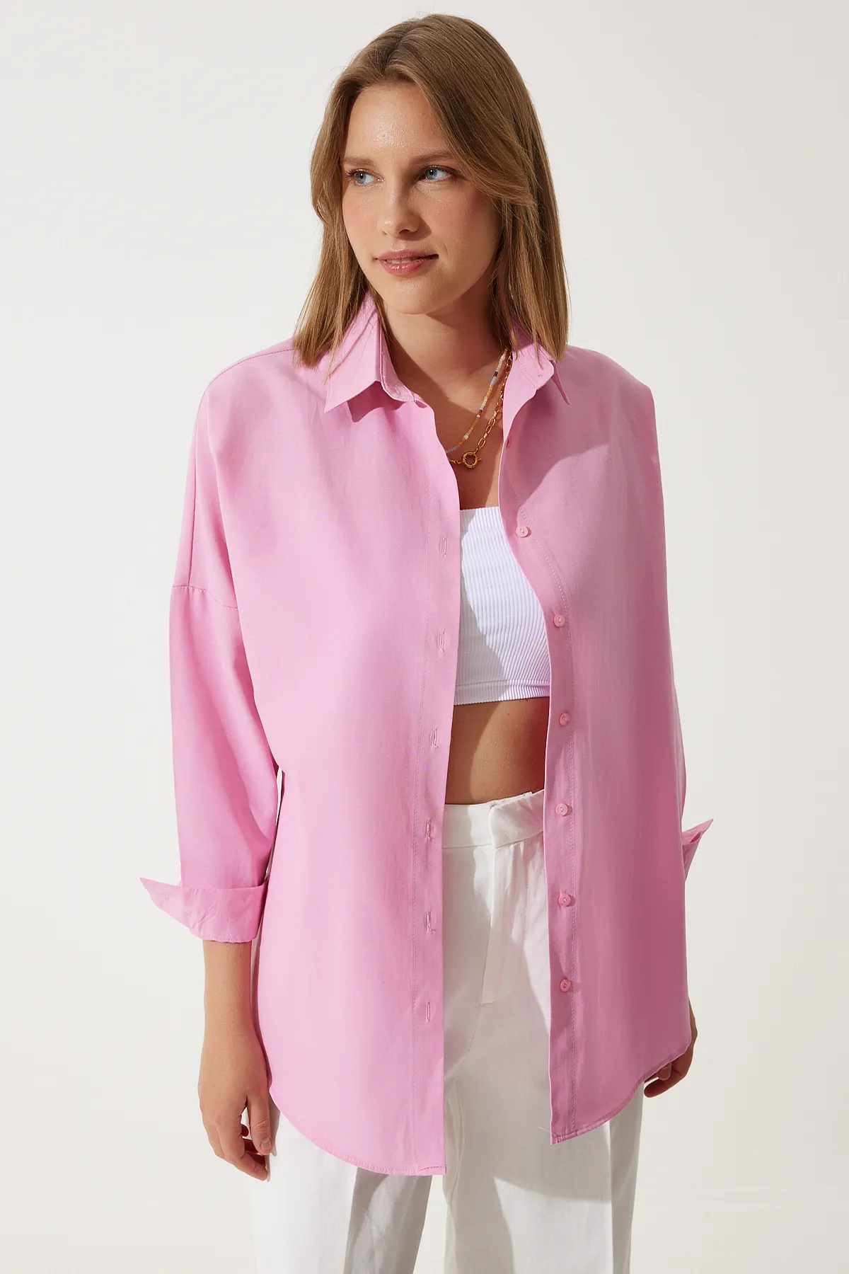 Happiness İstanbul  Hemd - Rosa - Oversized