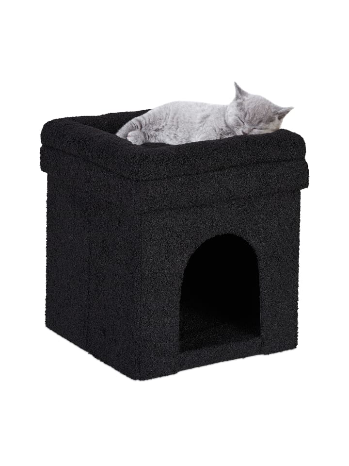 relaxdays Katzenhöhle in Schwarz -  (B)38 x (H)42 x (T)38 cm günstig kaufen onesize