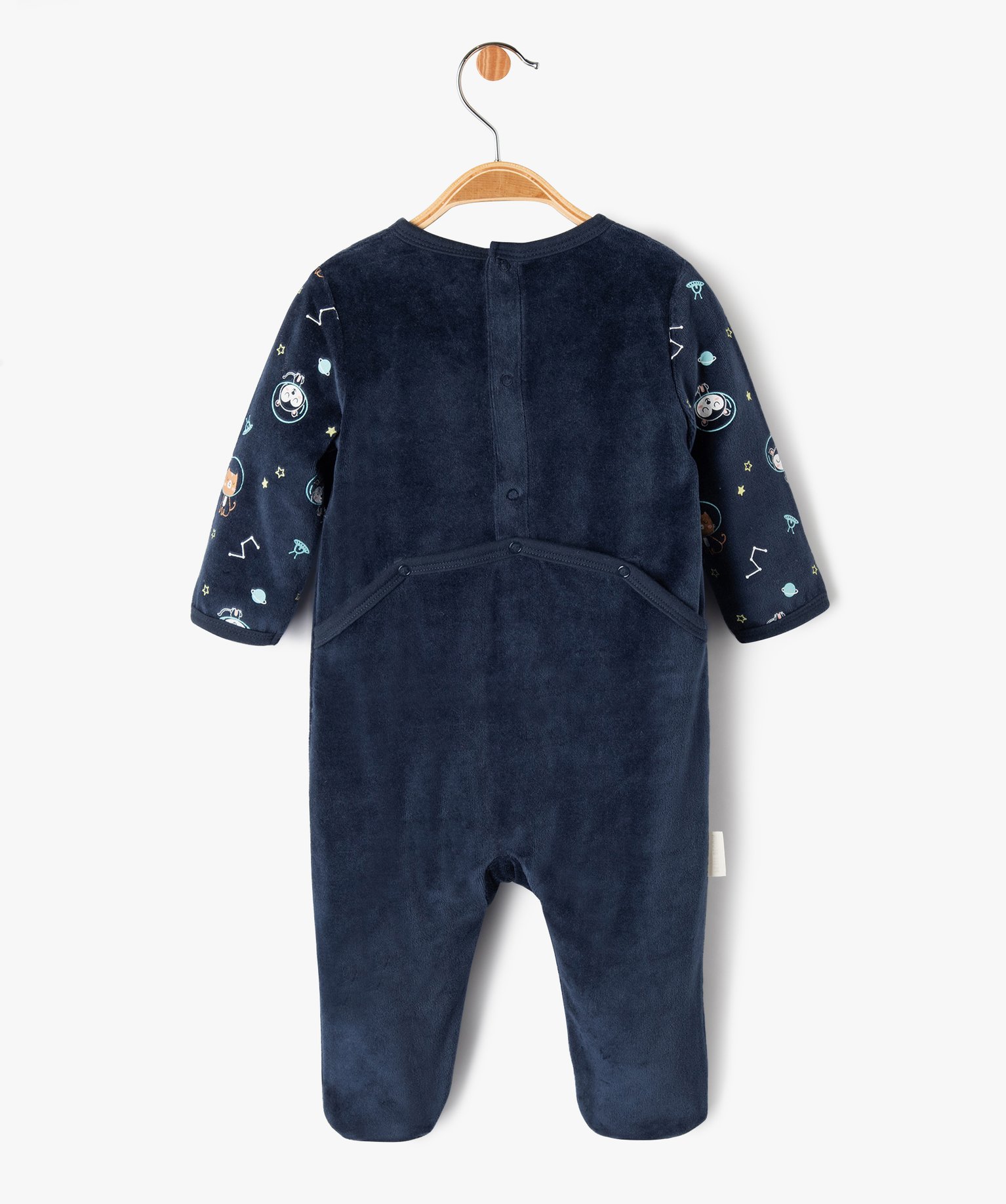 Pyjama dors-bien en velours bébé Garçon - Petit Béguin marine | GEMO