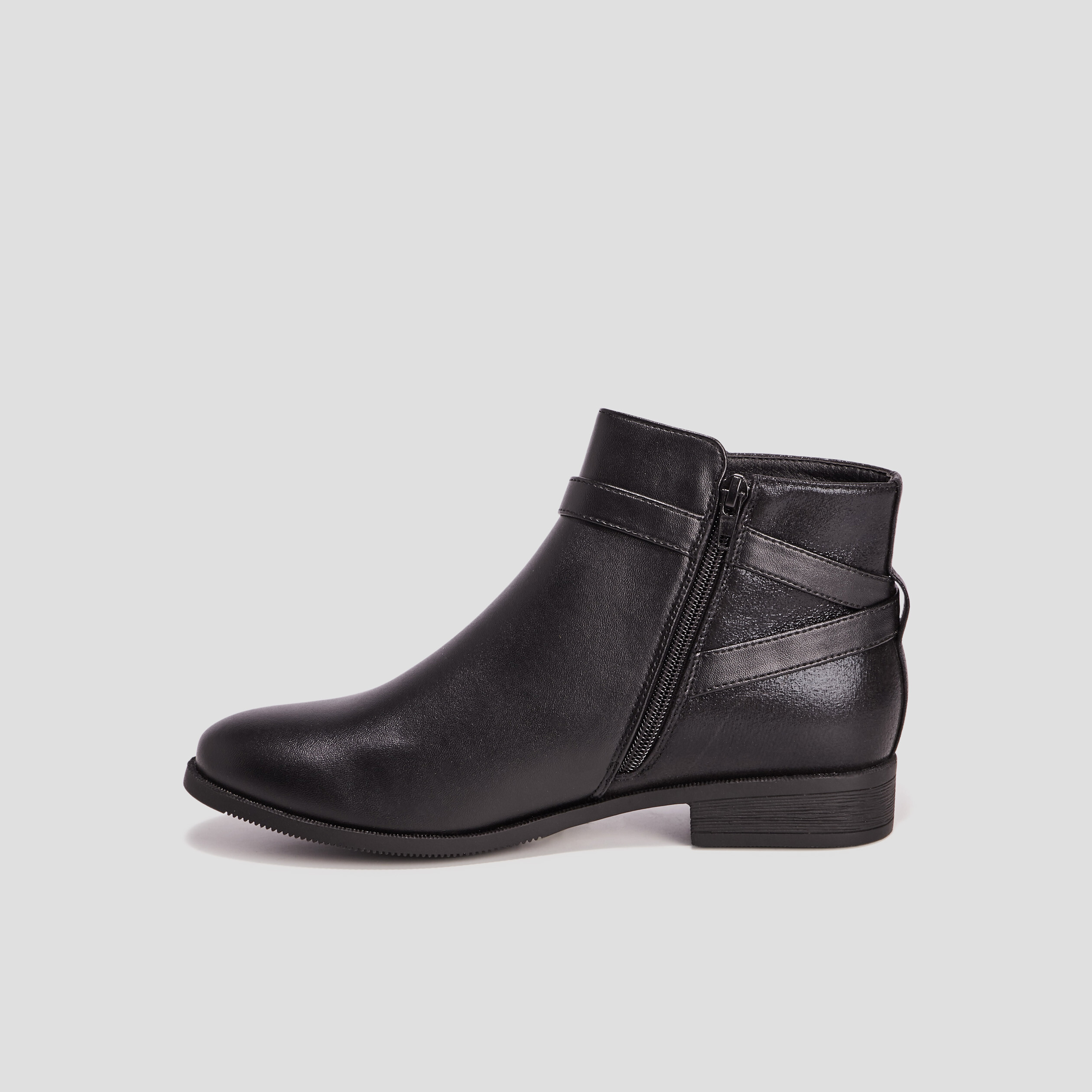 Bottines avec brides noir femme | La Halle