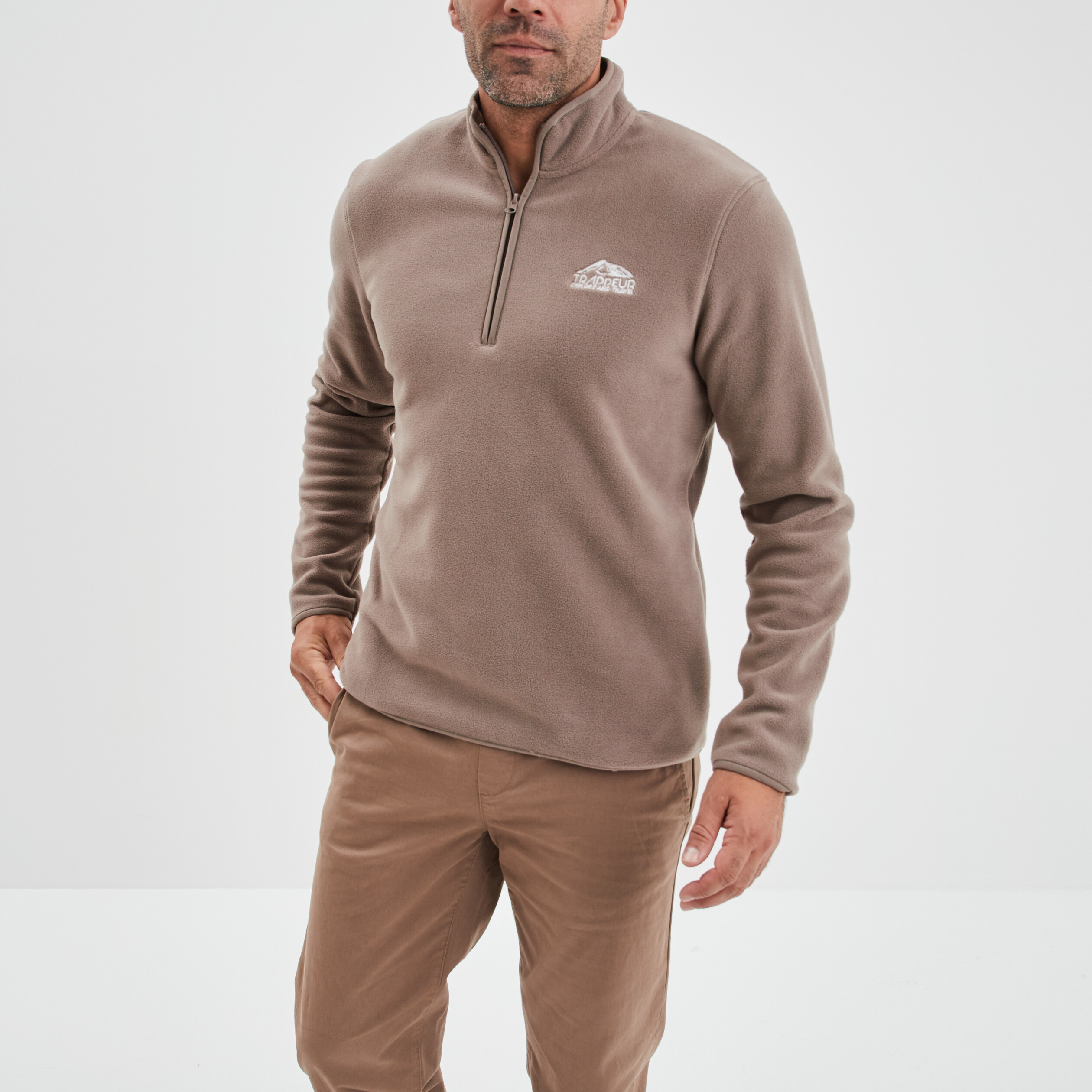 Sweat polaire camionneur Trappeur marron homme | La Halle
