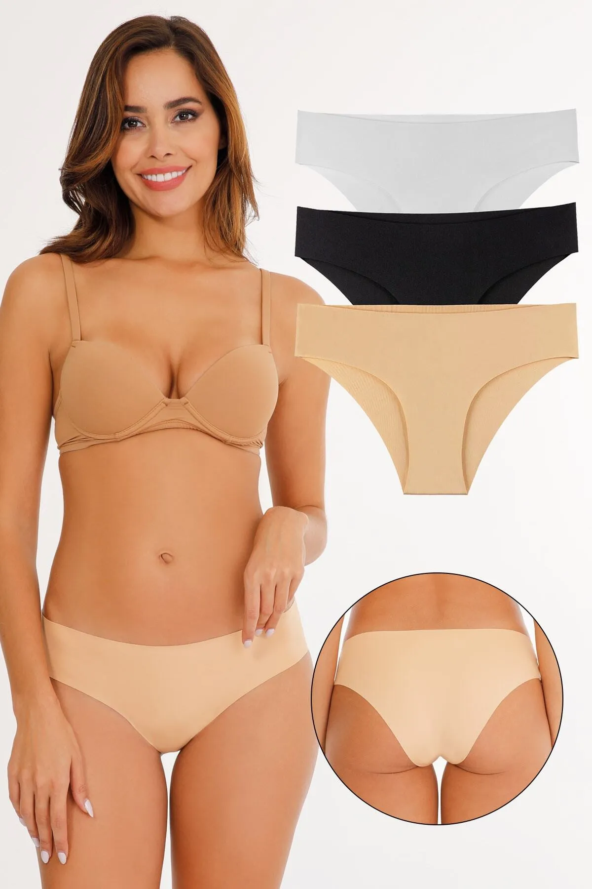 Sensu  Damen-Slip-Höschen mit Laserschnitt (Elasty Waist), 3er-Pack