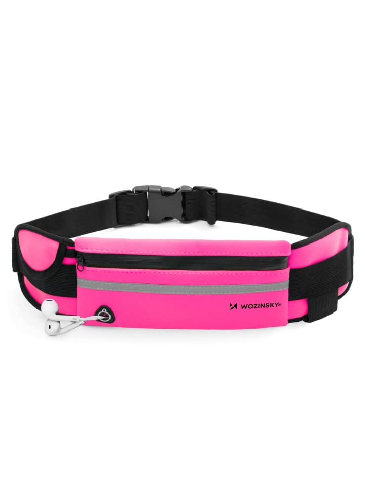 Wozinsky Neopren Laufgürtel Bauchtasche mit Reflektor, zwei Taschen Rosa in Rosa günstig kaufen onesize