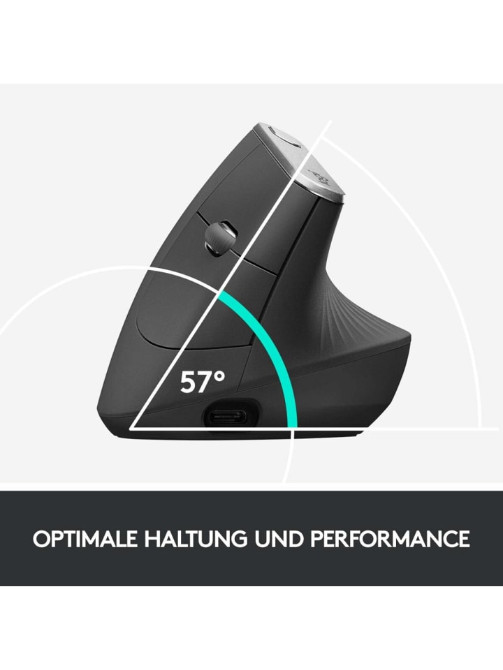 Logitech MX Vertical Maus für ergonomische Handhaltung und präzise in Schwarz günstig kaufen onesize