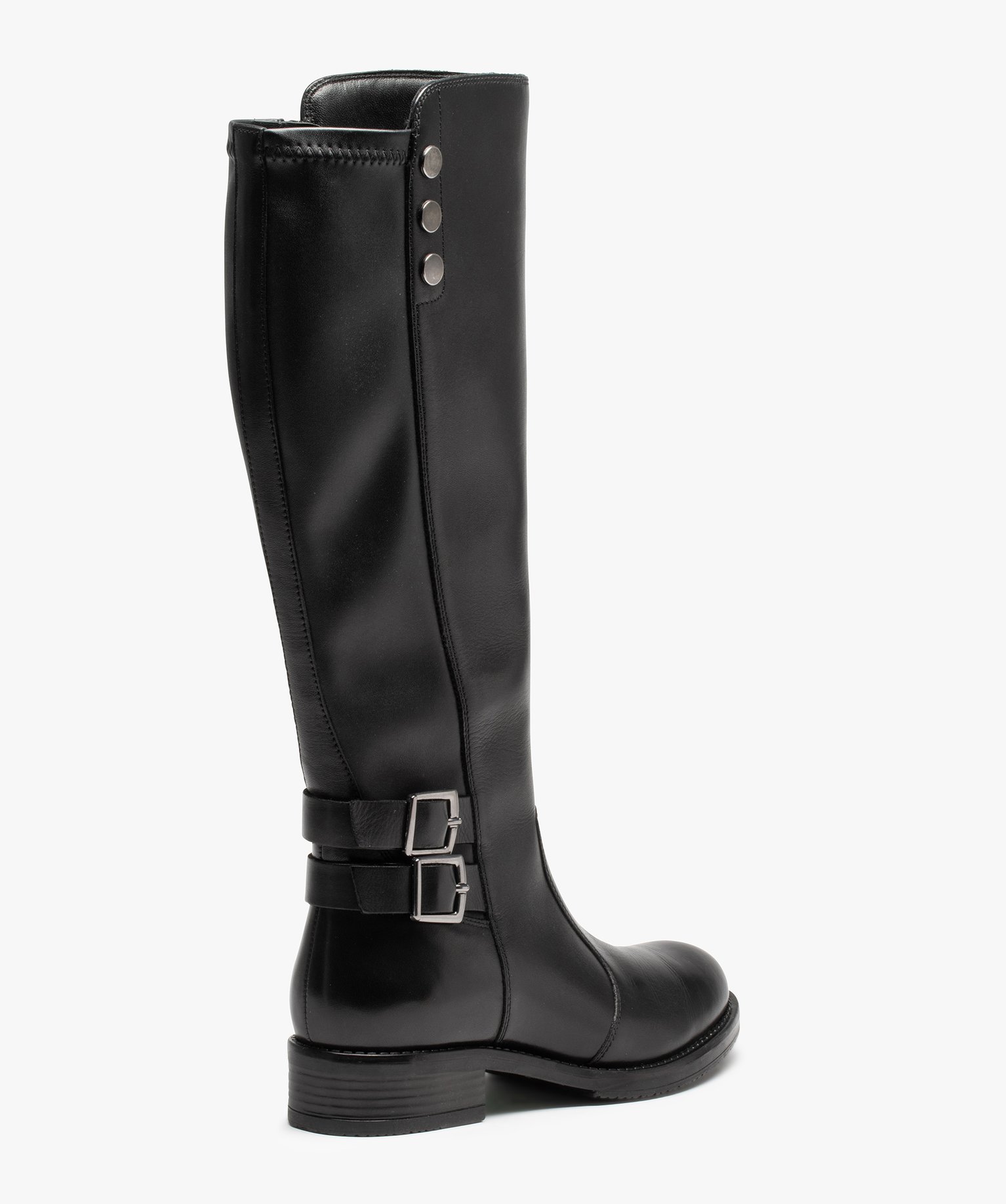 Bottes femme cavalières dessus cuir uni - Tanéo noir | GEMO