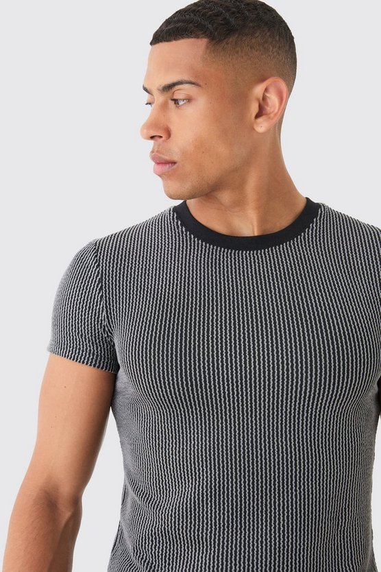 Strukturiertes geschnürtes T-Shirt