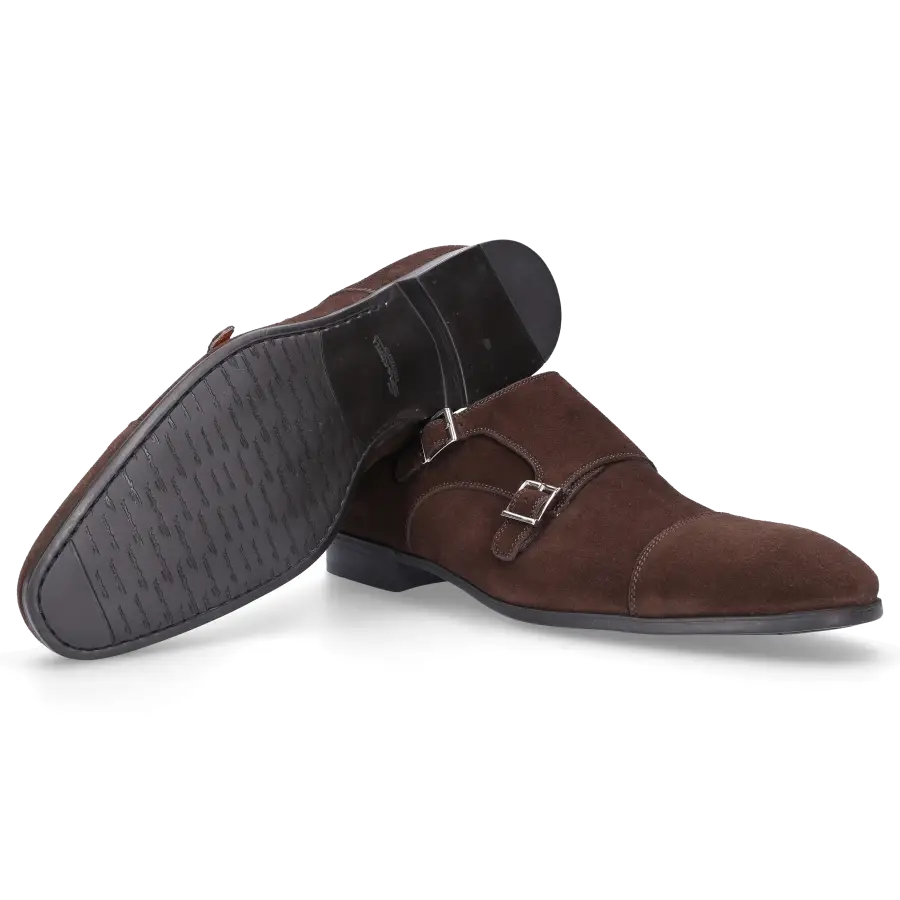 Santoni - Monk Schuhe 14549 Veloursleder - braun