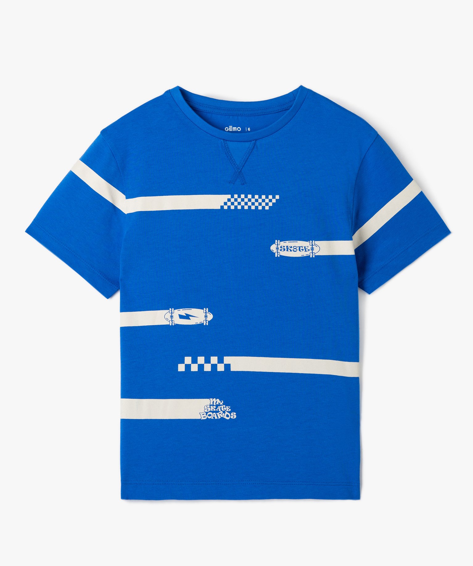 Tee-shirt Garçon à manches courtes motif skates bleu | GEMO