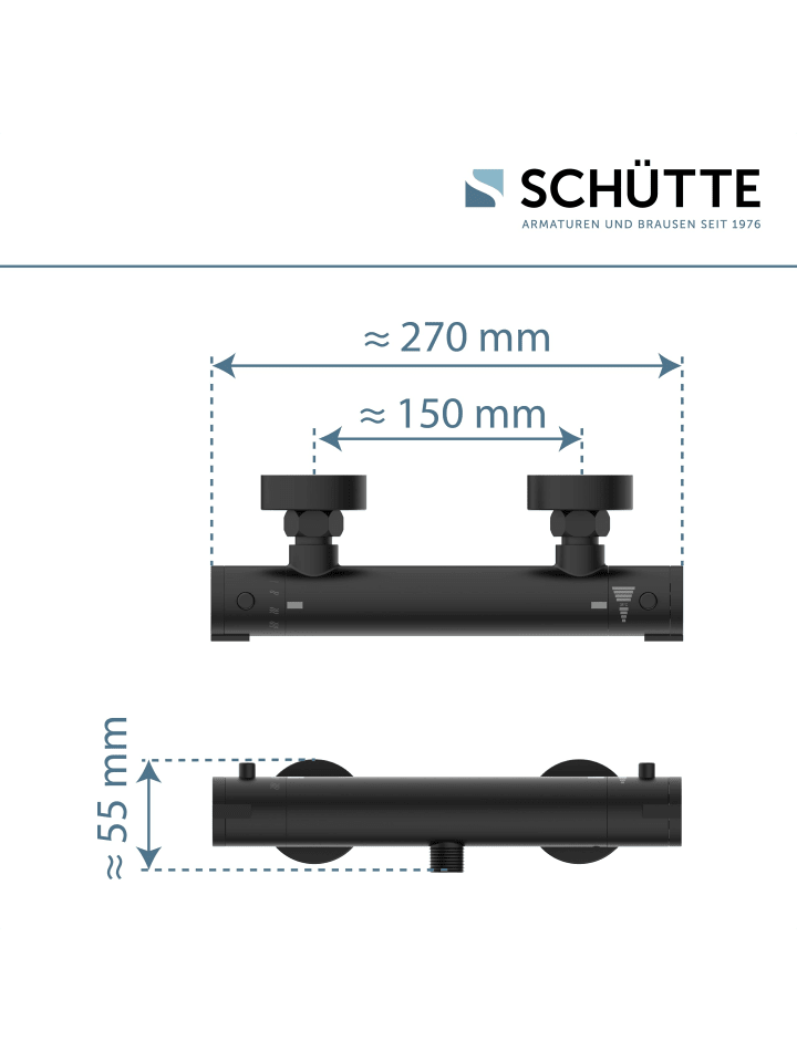 Schütte Duscharmatur LONDON in Schwarz matt mit Thermostat - (L) 7 x (B) 27 x (H) 6 cm günstig kaufen onesize