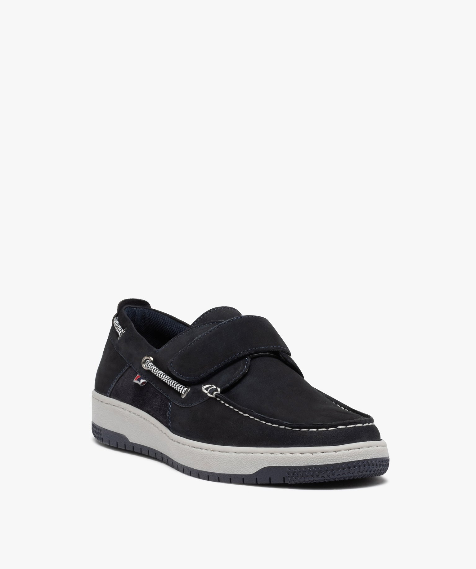 Chaussures bateau homme dessus cuir retourné uni marine | GEMO