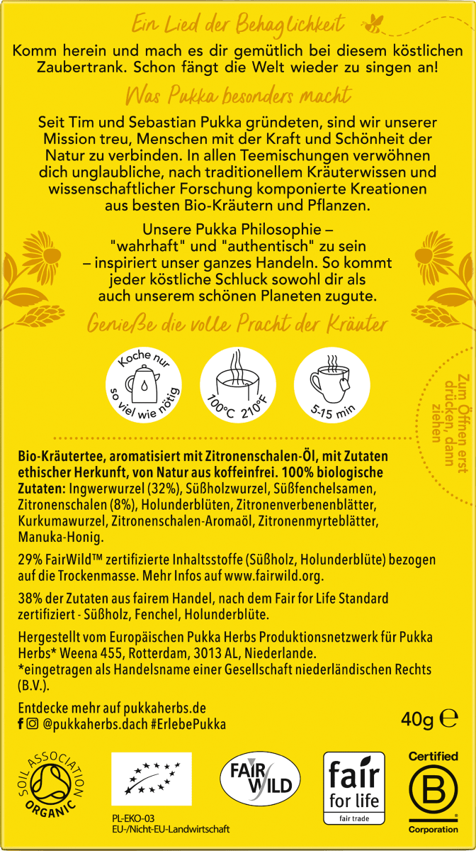 Kräutertee \Zitrone, Ingwer & Manuka-Honig\
