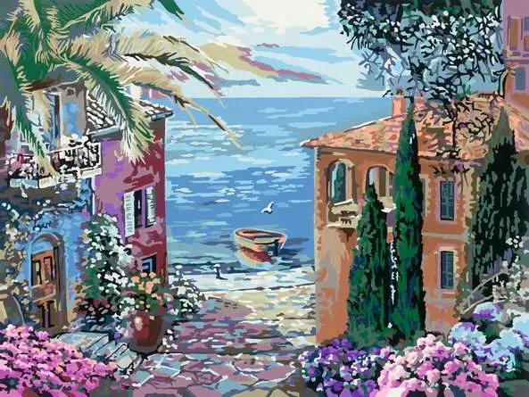 CreArt Mediterrane Landschaft - Malen nach Zahlen für Erwachsene