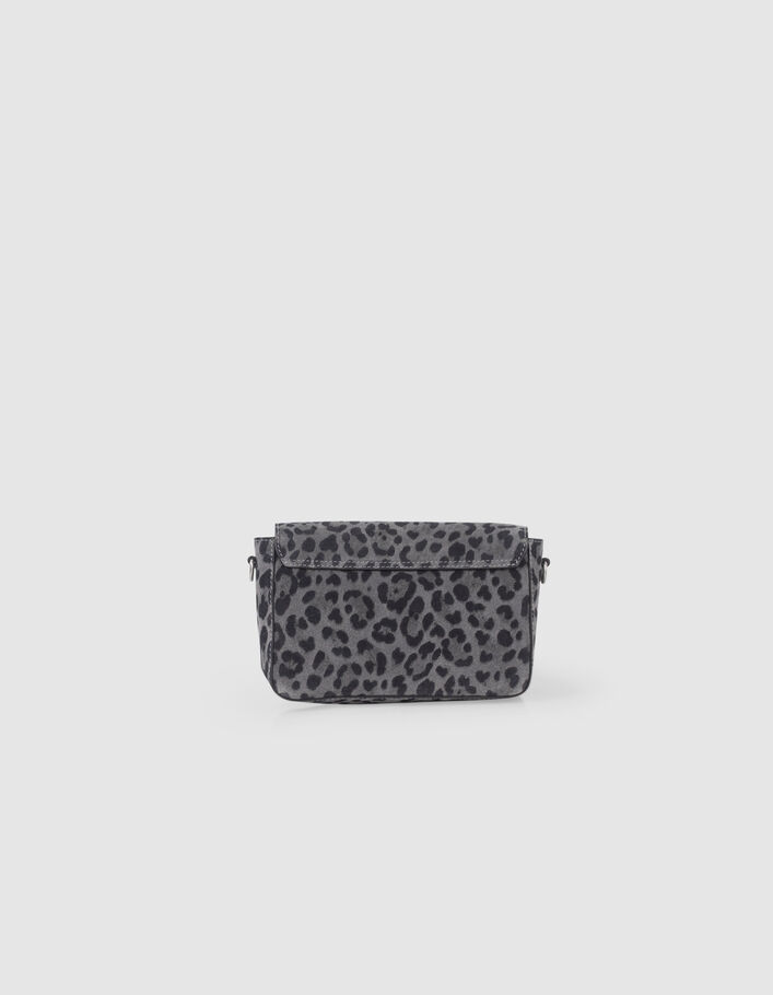 Le sac 111 gris cuir velours motif léopard Femme