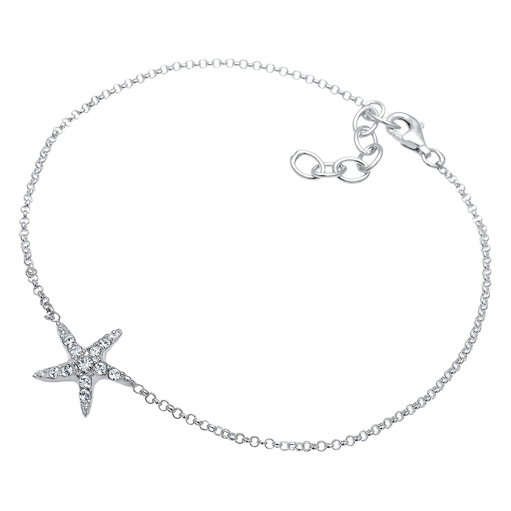 Elli Elli Bracelet de Cheville Seestern Kristalle 925 Sterling Silber Bijoux