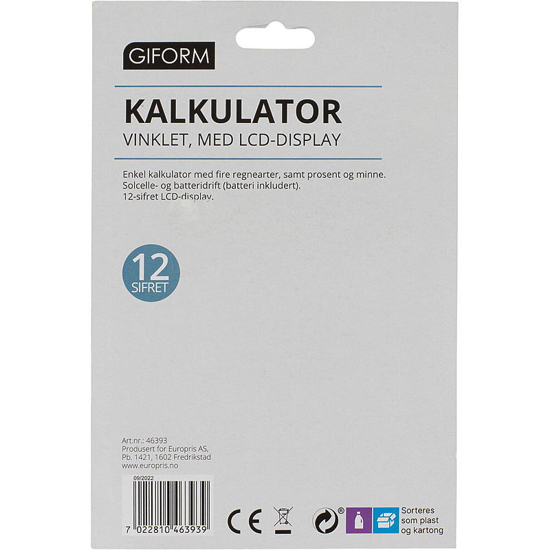 Giform Kalkulator 12 siffer Giform