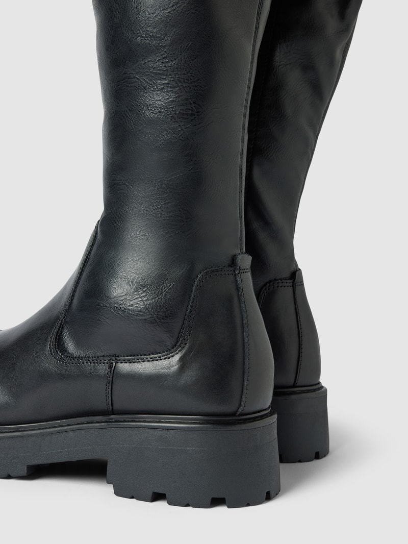 Stiefel aus Leder-Mix in schwarz