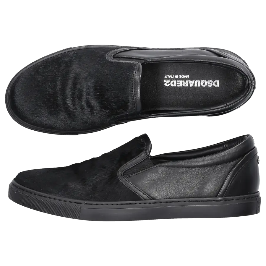 Dsquared2 - Slip Ons Kalbsleder Pony schwarz - schwarz