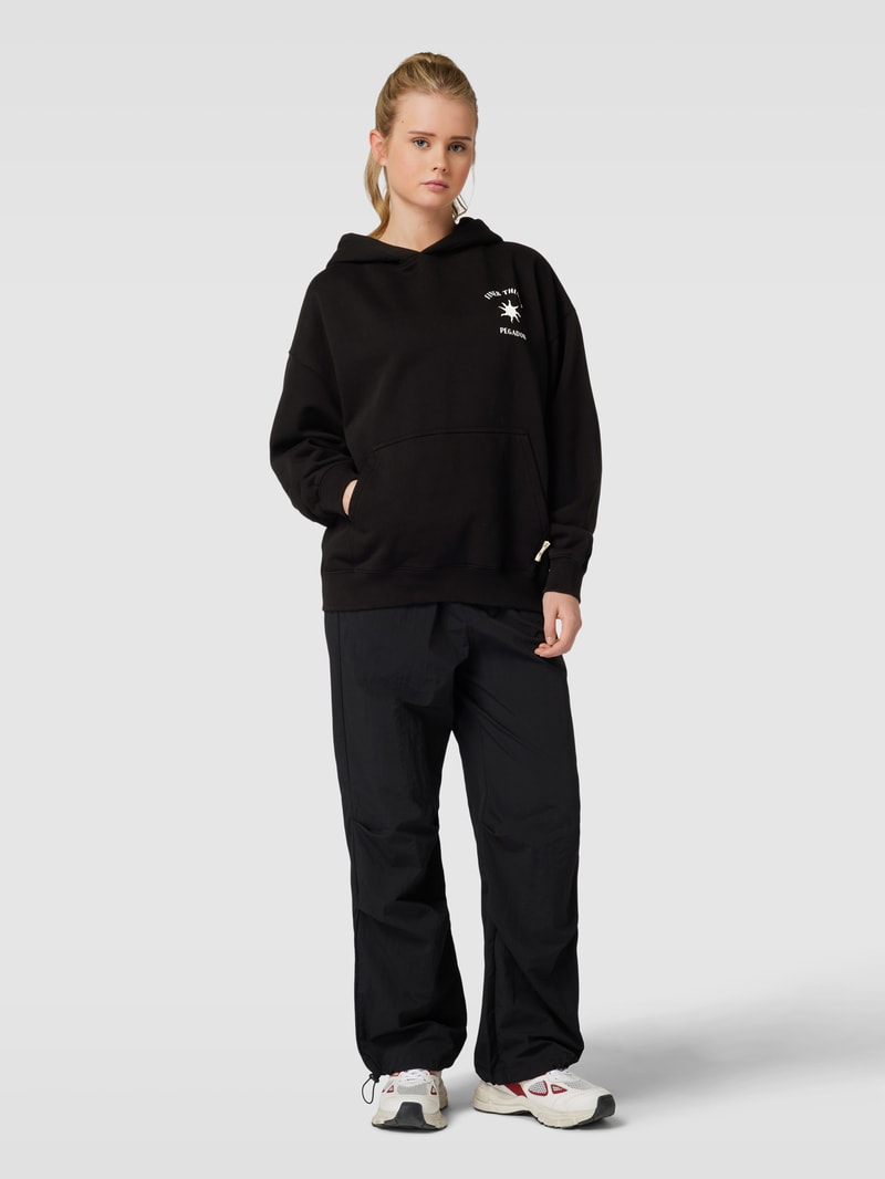Oversized Hoodie mit Label-Print Modell 'SIENA' in schwarz