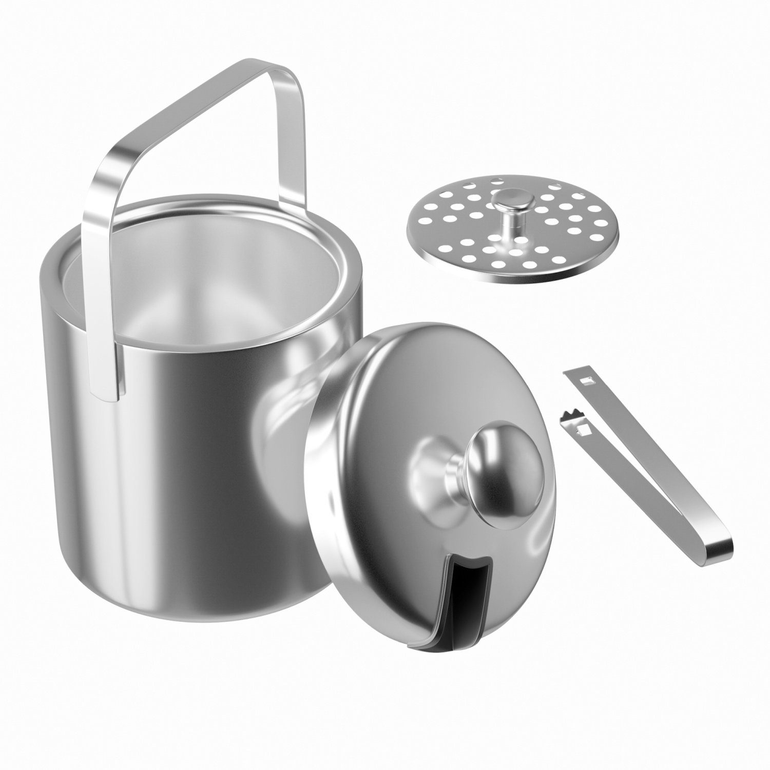 Intirilife Eiswürfelbehälter, Edelstahl, (4-tlg), Eiswürfelbehälter Eiseimer mit Eiszange zum Kühlen