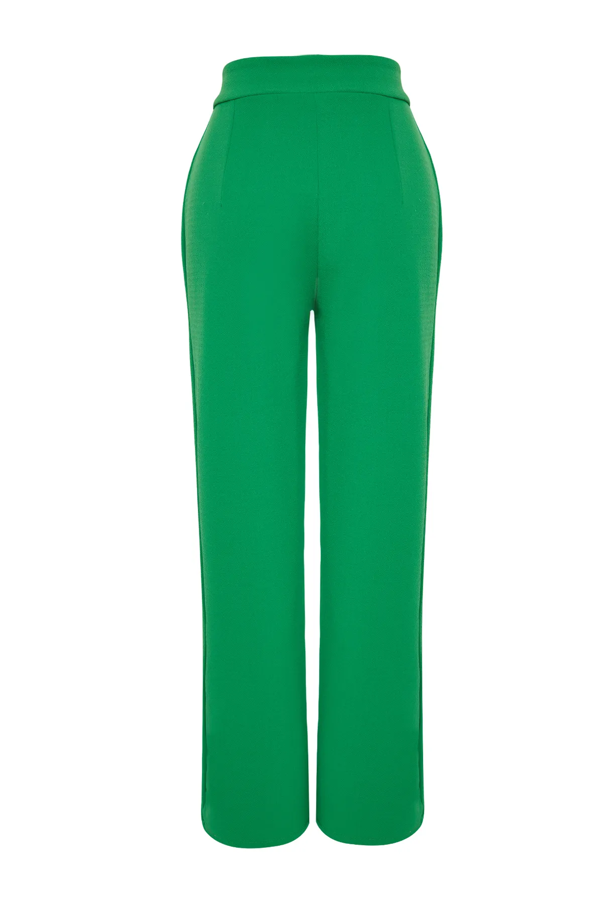 Trendyol Collection  Grüne Strickhose mit hohem Bund, weitem Bein und Klettverschluss, weit geschnitten, TWOAW24PL00177