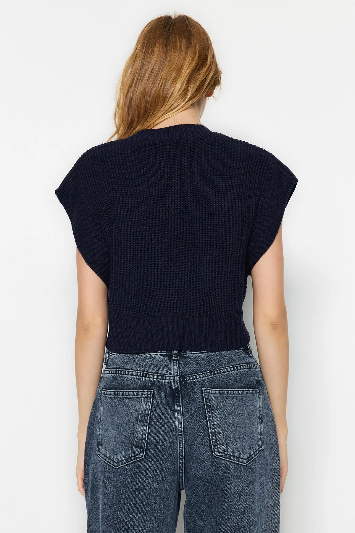 Trendyol Collection  Strickweste - Dunkelblau - Regular Fit